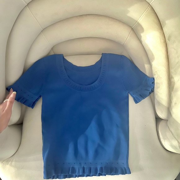 Sandro Sweaters - Sandro 2018 Azure Ruffle-Detail Round Neck Jumper